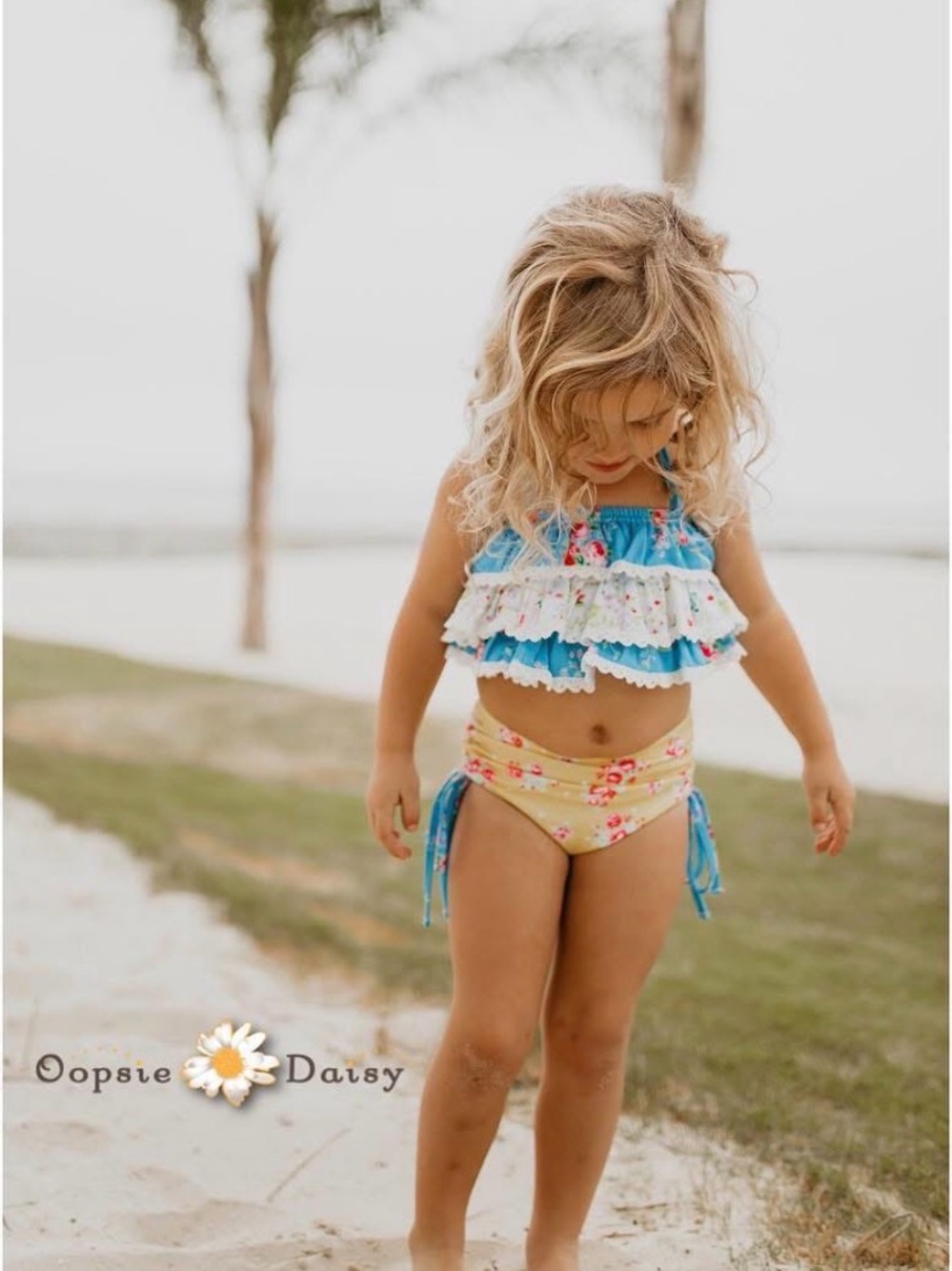 Oopsie Daisy Girls 2 Piece Swim Bikini With Ruffles Size 6 Pool Beach Summer